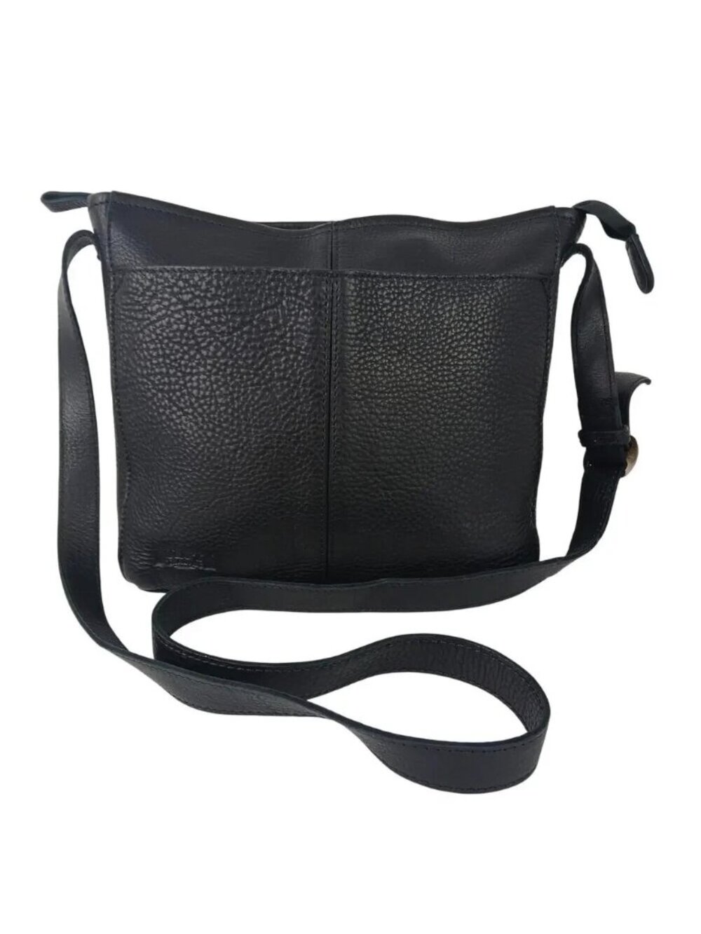 Duluth Trading Co. Pebbled Black Lifetime Leather Crossbody Saddlebag Handbag